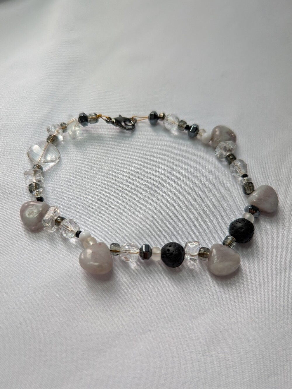 Delicate Quartz & Clear Bead Bracelet